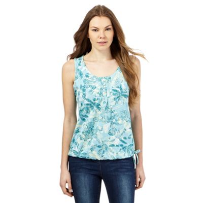 The Collection Light turquoise sea stencil print bubble hem top